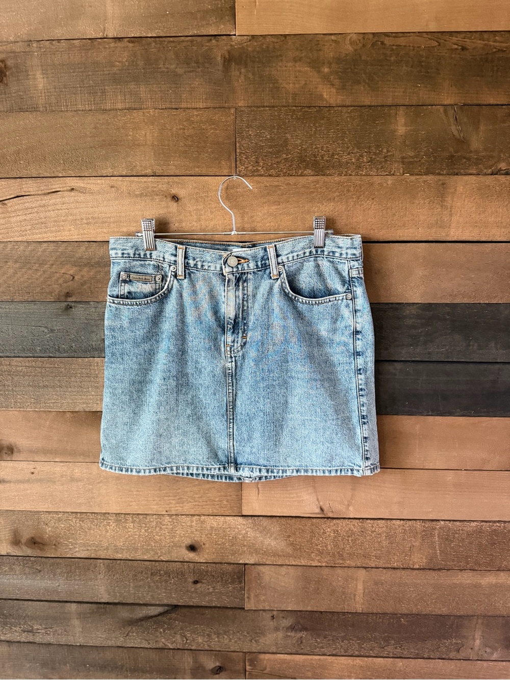 Vintage 90s Calvin Klein Denim Mini Skirt Light Wash Size 9 100% Cotton